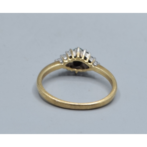 9ct gold ladies Emerald and accent Diamond cluster ring with the ...