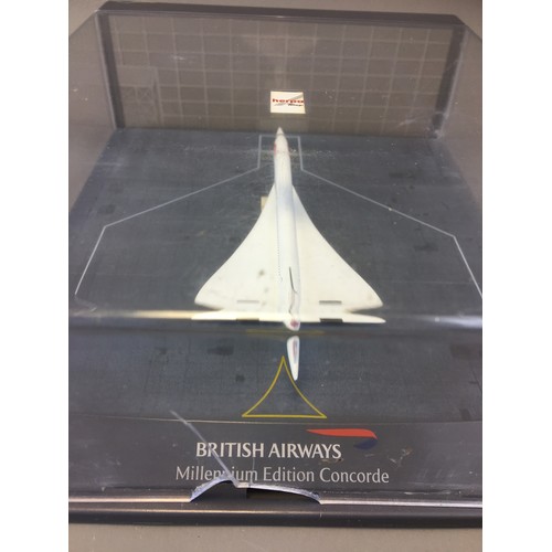 50 - Official Herpa British Airways Boxed Millenium Edition Concorde cased Small Model.