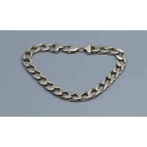 2507 - 925 silver flat link bracelet with lobster claw catch 23cm long, 0.9cm wide, 30grams