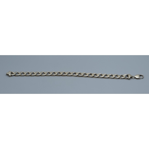 2507 - 925 silver flat link bracelet with lobster claw catch 23cm long, 0.9cm wide, 30grams