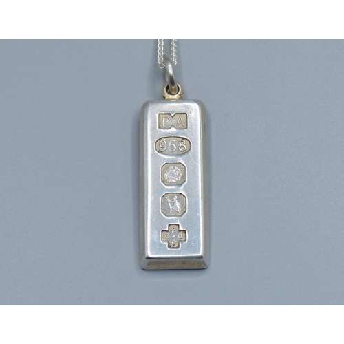 2509 - 925 silver fully hall marked Millennium Ingot held on a new without tag 925 silver neck chain 44cm l... 