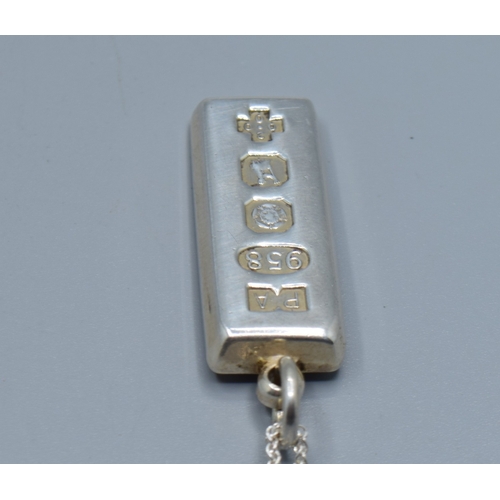 2509 - 925 silver fully hall marked Millennium Ingot held on a new without tag 925 silver neck chain 44cm l... 