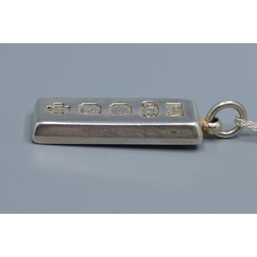 2509 - 925 silver fully hall marked Millennium Ingot held on a new without tag 925 silver neck chain 44cm l... 