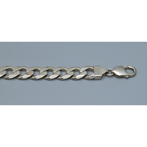 2549 - 925 silver heavy flat link bracelet with lobster claw catch 20cm long. links 1.0cm wide ,34grams