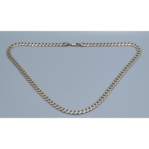 2597 - 925 silver flat link neck chain with lobster claw catch 50cm long 35grams
