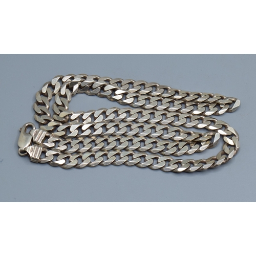 2597 - 925 silver flat link neck chain with lobster claw catch 50cm long 35grams