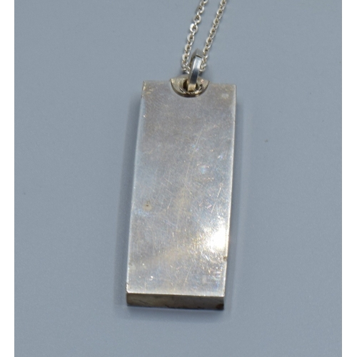 2599 - 925 silver fully hall marked 1 once Ingot held on a 925 silver neck chain 70cm long