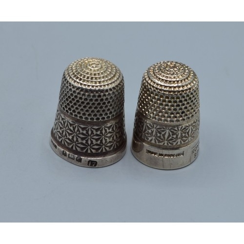 2610 - Two silver Thimbles and a silver topped antique blotter