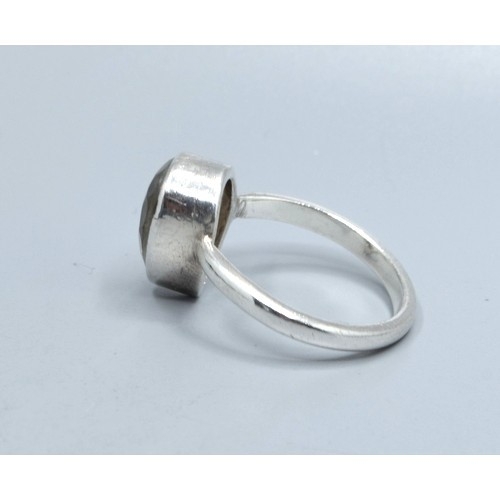 2618 - Green Amethyst 925 silver Pear cut ring size S