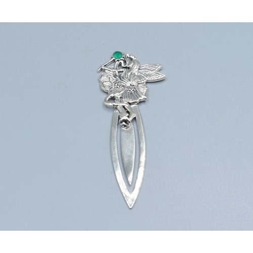 2626 - 925 silver Fairy bookmark with Emerald wand