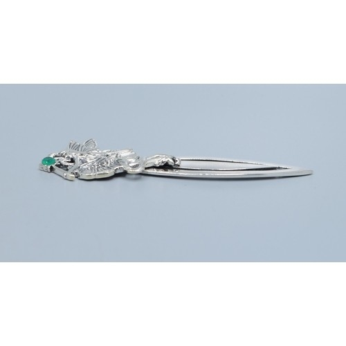 2626 - 925 silver Fairy bookmark with Emerald wand
