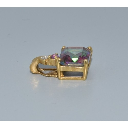 2583 - 9ct gold Mystic Topaz and & Diamond pendant 14x9mm held on a 9ct gold neck chain 44cm long 4.1gr... 
