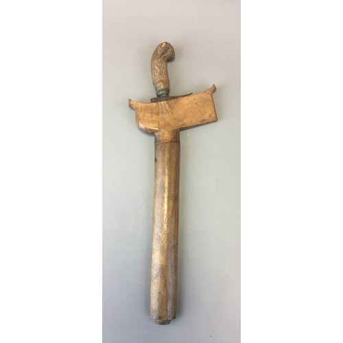 37 - Indonesian Kriss Dagger with Damascus Steel Blade and Carved Handle.