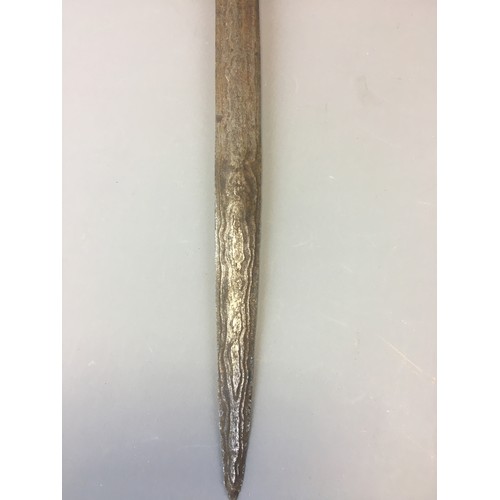 37 - Indonesian Kriss Dagger with Damascus Steel Blade and Carved Handle.