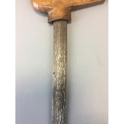 37 - Indonesian Kriss Dagger with Damascus Steel Blade and Carved Handle.
