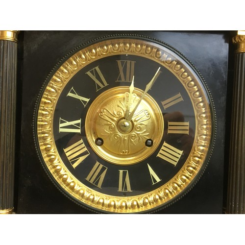 12 - Large and Impressive Empire Style Mantle Clock with J Marti Clock Movement Medallion De Bronze, Blac... 
