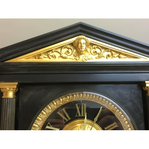 12 - Large and Impressive Empire Style Mantle Clock with J Marti Clock Movement Medallion De Bronze, Blac... 