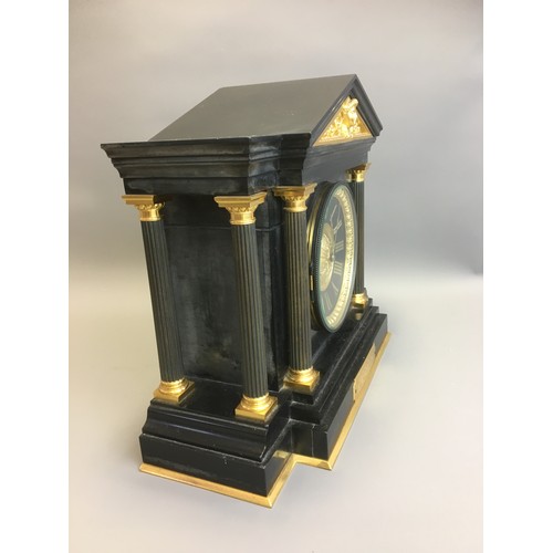 12 - Large and Impressive Empire Style Mantle Clock with J Marti Clock Movement Medallion De Bronze, Blac... 