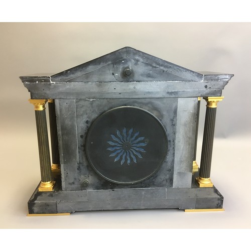 12 - Large and Impressive Empire Style Mantle Clock with J Marti Clock Movement Medallion De Bronze, Blac... 