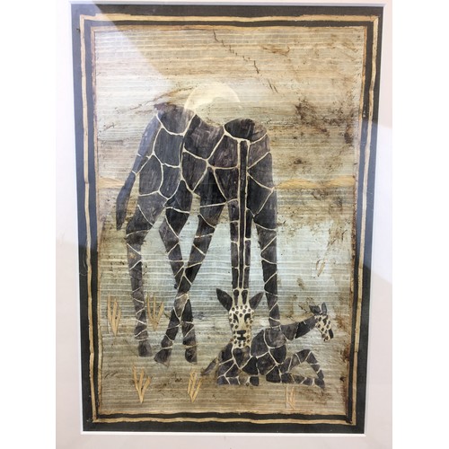 53 - Pair of Vintage African Leaf and Straw work Scenes 