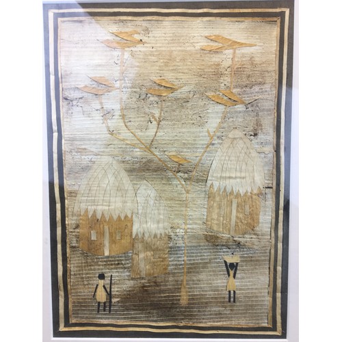 53 - Pair of Vintage African Leaf and Straw work Scenes 