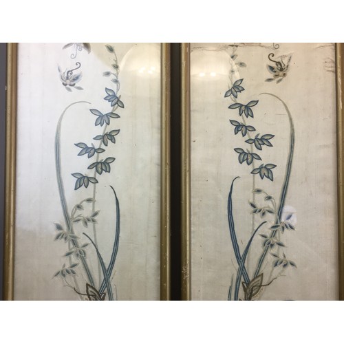 23 - 19th Century Chinese Silk Work Panels with Insect detailing, Crickets, Mantis and Butterflies around... 