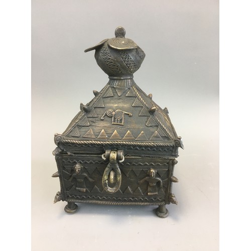 64 - Bastar/Odijha Dhokra Dowry Jewellery Casket. Cast Bronze Lost wax Process.H 24cm x W 25cm x D 13cm... 