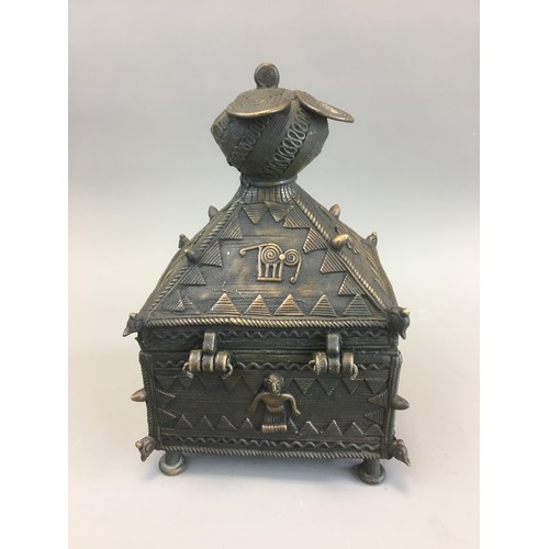 64 - Bastar/Odijha Dhokra Dowry Jewellery Casket. Cast Bronze Lost wax Process.H 24cm x W 25cm x D 13cm... 