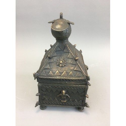 64 - Bastar/Odijha Dhokra Dowry Jewellery Casket. Cast Bronze Lost wax Process.H 24cm x W 25cm x D 13cm... 