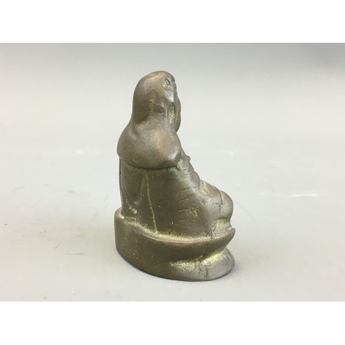 38 - Chinese Bronze Scroll Weight in the form of Buddha
