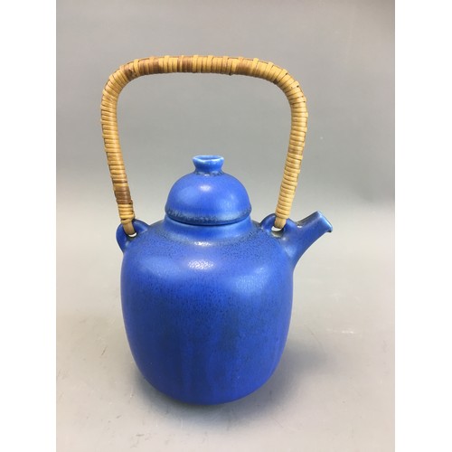 1950's/60's Palshus Denmark Teapot Designed and with the Mark of Frode Bahnsen. Mottled Imperial Blue Glaze. Fully Marked to Base. 