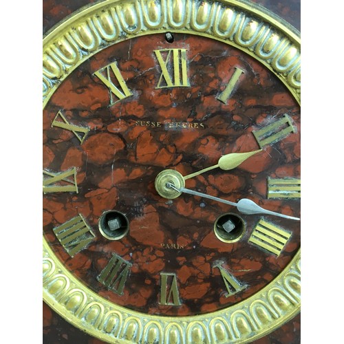 4 - Susse Freres Paris Large and Impressive Rouge Rosso Marble and Bronze Clock. Dial Fully Marked for S... 