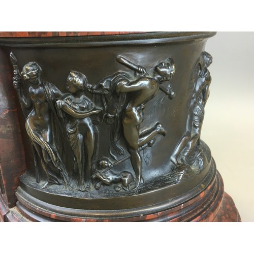 4 - Susse Freres Paris Large and Impressive Rouge Rosso Marble and Bronze Clock. Dial Fully Marked for S... 