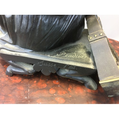 4 - Susse Freres Paris Large and Impressive Rouge Rosso Marble and Bronze Clock. Dial Fully Marked for S... 