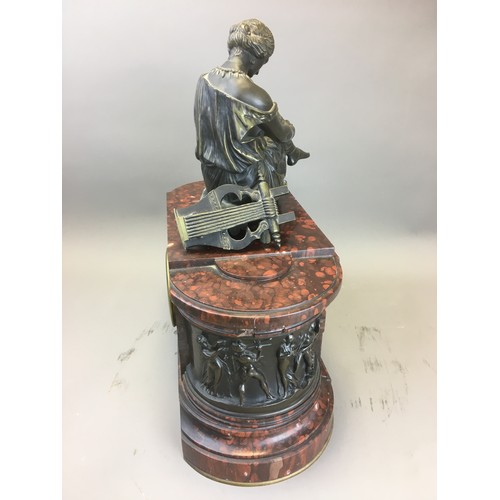4 - Susse Freres Paris Large and Impressive Rouge Rosso Marble and Bronze Clock. Dial Fully Marked for S... 