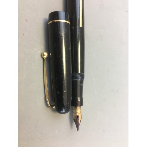 9 - Swan Mable Todd & Co Lever Self Filler 14ct Gold Nibbed Fountain Pen together with a Bronze and ... 