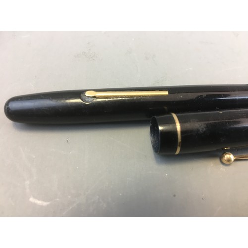9 - Swan Mable Todd & Co Lever Self Filler 14ct Gold Nibbed Fountain Pen together with a Bronze and ... 