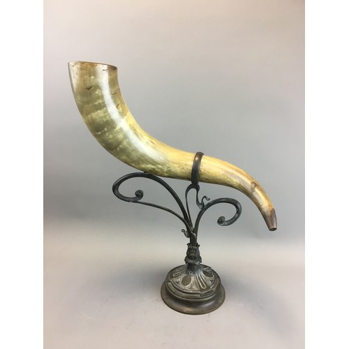 3 - Bronze Art Nouveau Large Horn Centre Piece.Height 52cm x W 40cm