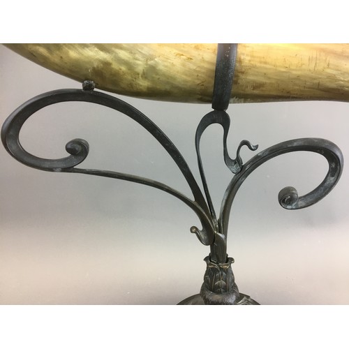 3 - Bronze Art Nouveau Large Horn Centre Piece.Height 52cm x W 40cm