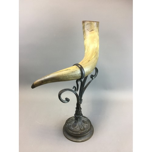 3 - Bronze Art Nouveau Large Horn Centre Piece.Height 52cm x W 40cm