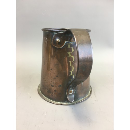 59 - Early 19th Century Copper Full Tankard and a Later Brass Example.