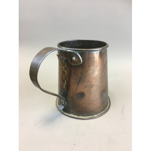 59 - Early 19th Century Copper Full Tankard and a Later Brass Example.