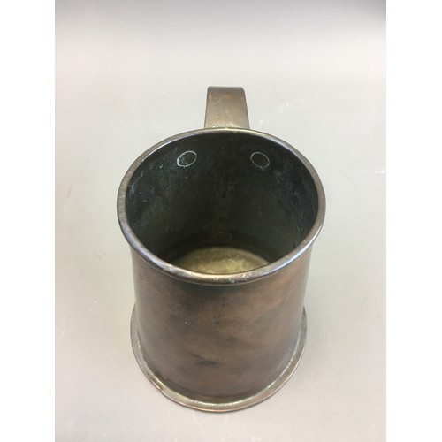 59 - Early 19th Century Copper Full Tankard and a Later Brass Example.