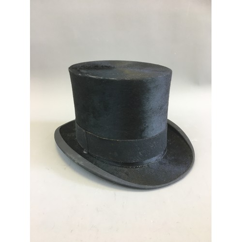 57 - Circa 1900 Hope Bros Ltd of 46 Ludgate Hill Silk Lined Plush Tophat. Approx Size 54-56.