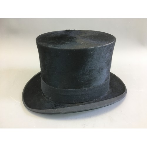 57 - Circa 1900 Hope Bros Ltd of 46 Ludgate Hill Silk Lined Plush Tophat. Approx Size 54-56.