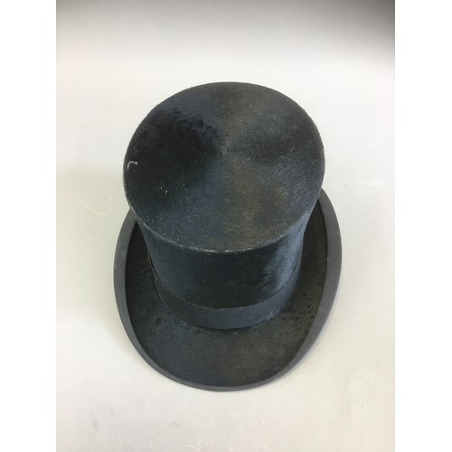 57 - Circa 1900 Hope Bros Ltd of 46 Ludgate Hill Silk Lined Plush Tophat. Approx Size 54-56.