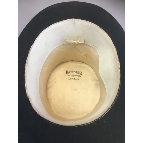 57 - Circa 1900 Hope Bros Ltd of 46 Ludgate Hill Silk Lined Plush Tophat. Approx Size 54-56.