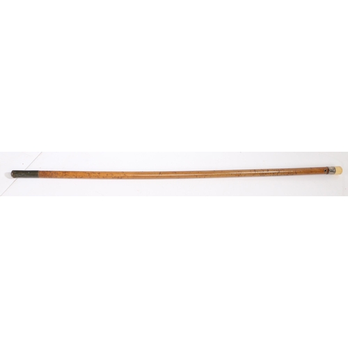 2 - A named and dated Queen Anne period walking cane/stick, the ivory top above a silver collar dated 17... 