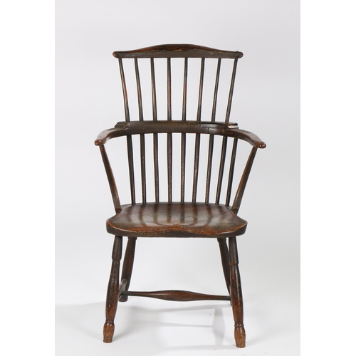 George III stick back ash and elm painted Windsor armchair West