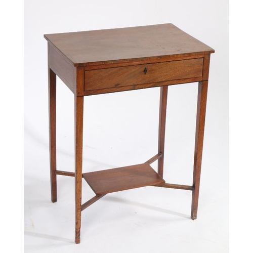 162 - Victorian mahogany side table, the rectangular top with frieze drawer, raised on square tapering leg... 